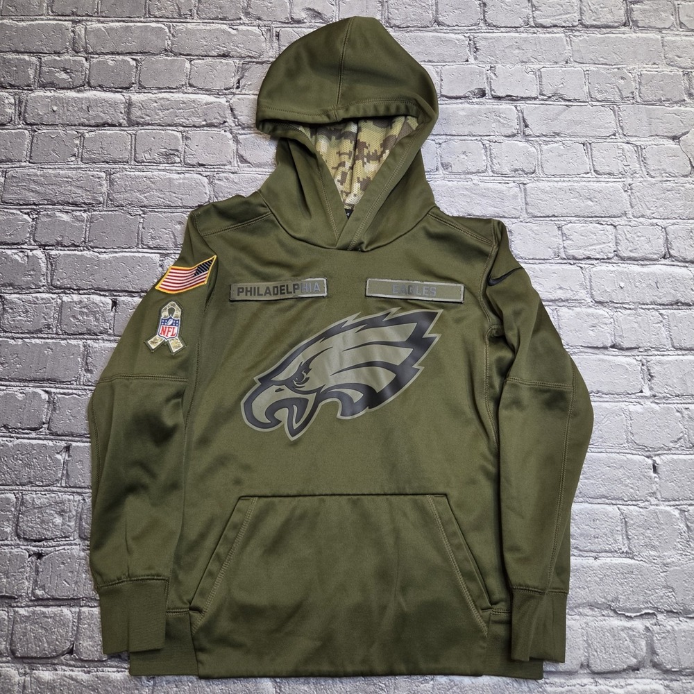 Nike Philadelphia Eagles Hoodie Youth Medium Green Pullover Salute To Service